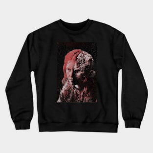 Beautiful woman with strange half of face. Beautiful and dark. Crewneck Sweatshirt